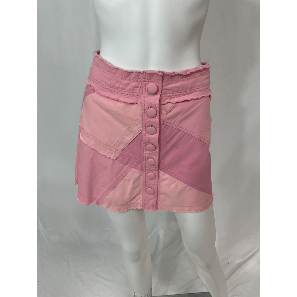 Loveshackfancy 'Cayde' Pink Patchwork Denim Skirt… - image 2